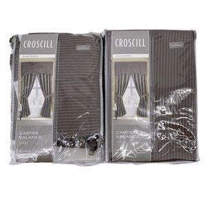 Croscill Sancerre Collection Brown Stripe Pleated Carter Valance Lot Of Two 2